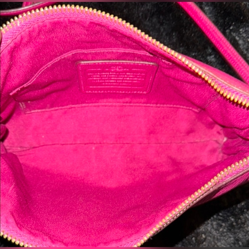 COACH Carrie Raspberry Pebbled Leather Crossbody Bag - Picture 9 of 16